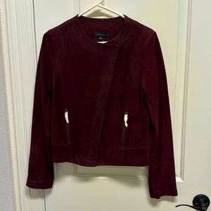 Ann Taylor suede crop jacket, size small, maroon